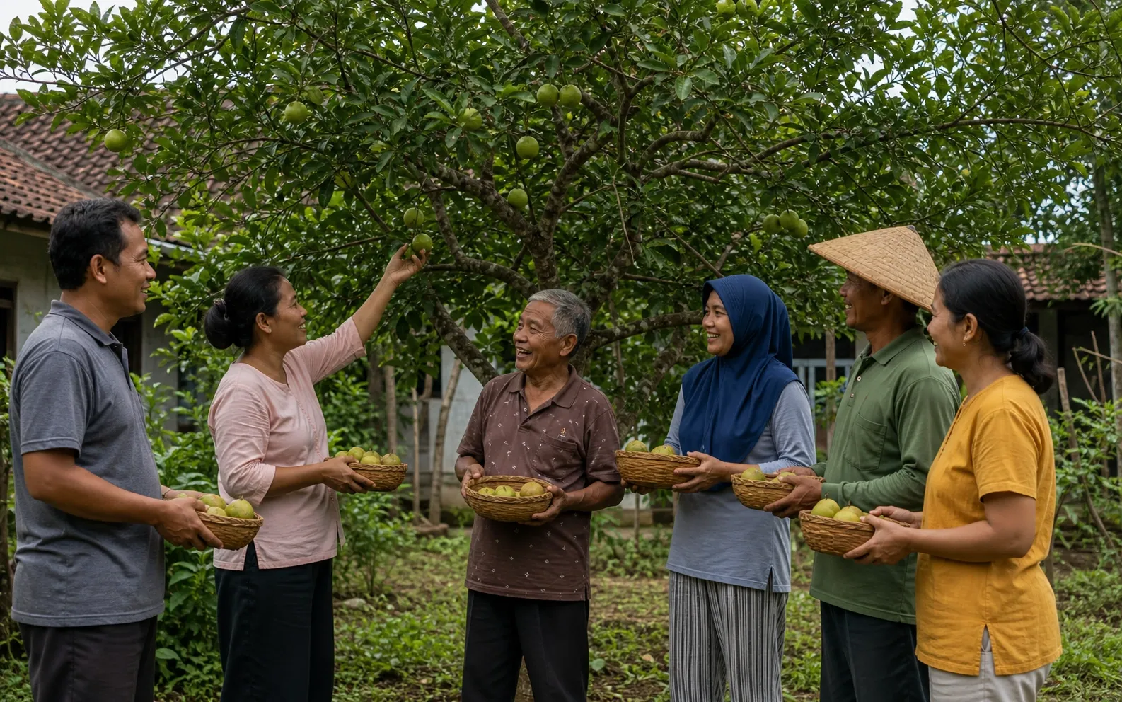 Hasil pohon buah dibagi rata kepada beberapa anggota kebun komunitas